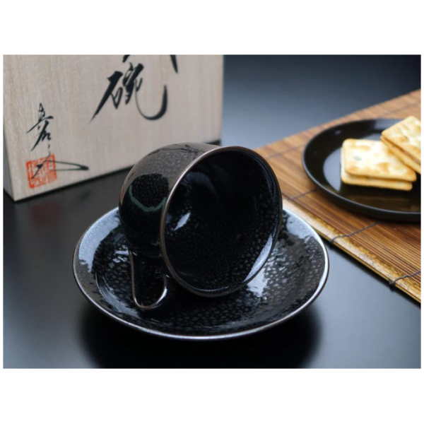 Shinemon Oven Silver Yuteki Tenmoku Coffee Cup - Aritayaki