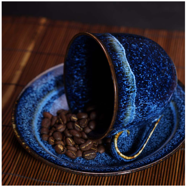 Youhen Cup and Saucer - Shinemon Oven Galaxy - Aritayaki